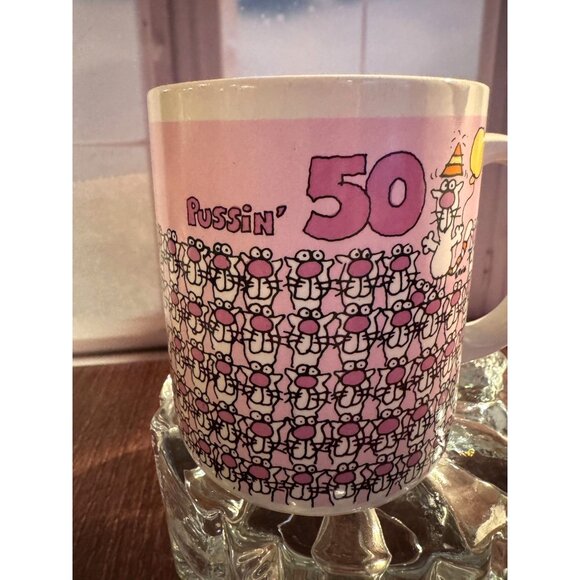 Vintage 1988 Enesco “Pussin’ 50” Cat Mug – Ernie Thomsen Design - Picture 1 of 7
